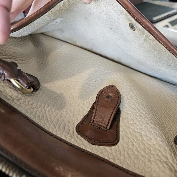 VTG Dooney & Bourke SATCHEL All Weather Leather Pebble creme BONE Broke Zipper - Picture 13 of 15